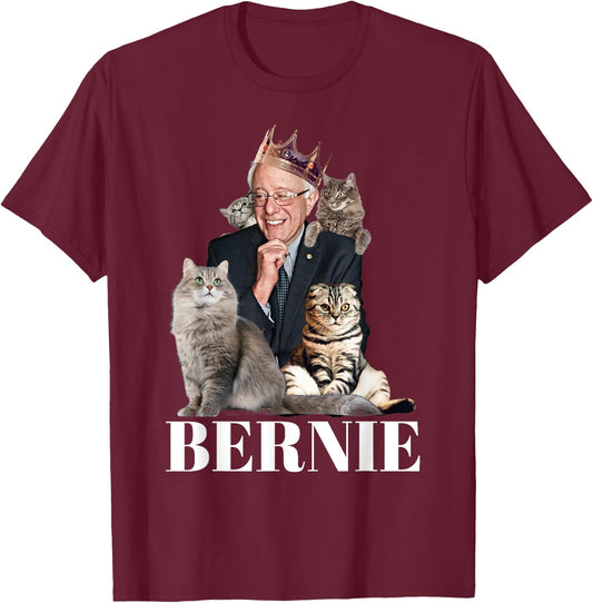 Bernie Sanders Funny Cat Gift T-Shirt - T-Shirt | Maroon