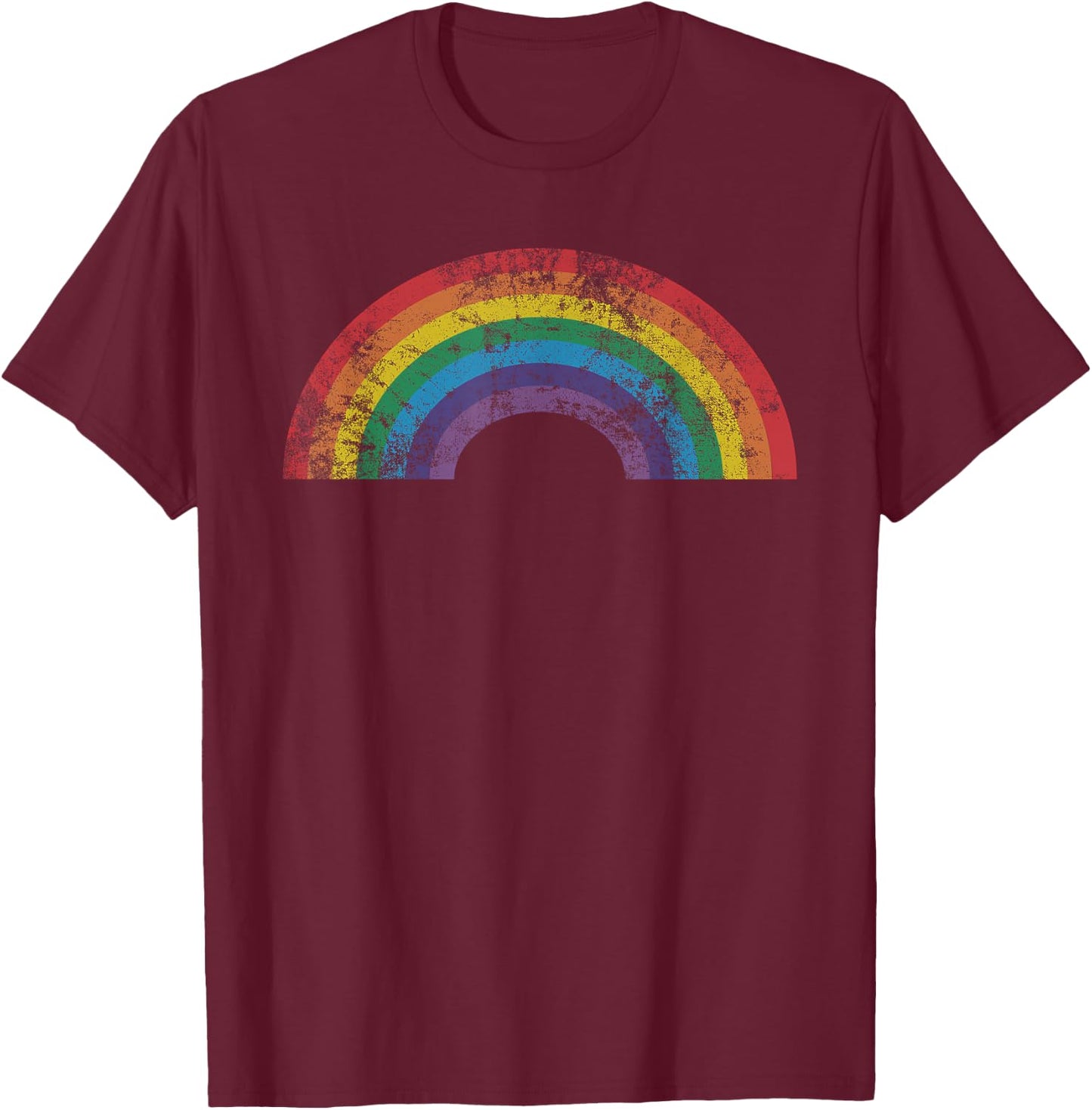 Rainbow Vintage 80's Retro Style Women Men Girls Gift T-Shirt - T-Shirt | Maroon