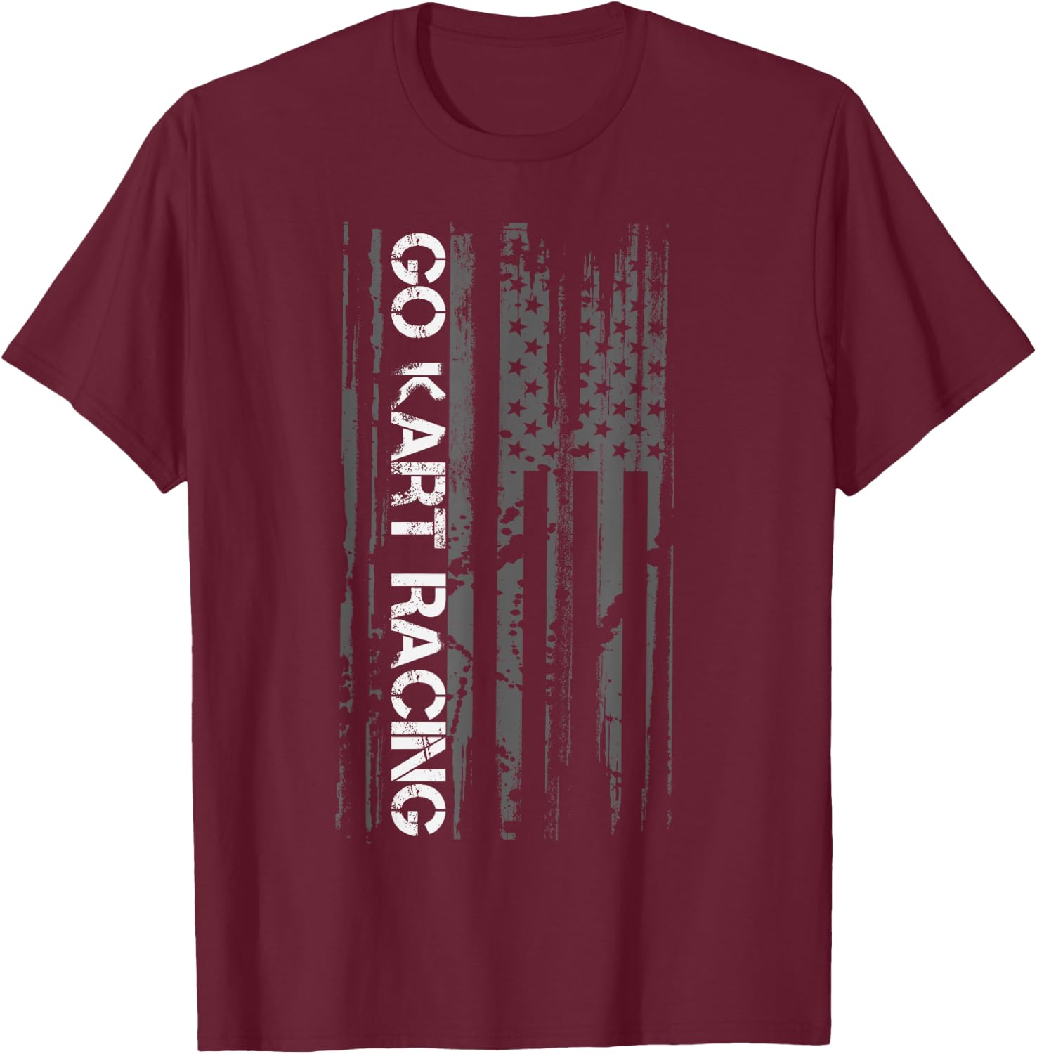 Go Cart Racer American Flag Patriotic Go Kart Racing T-Shirt - T-Shirt | Maroon