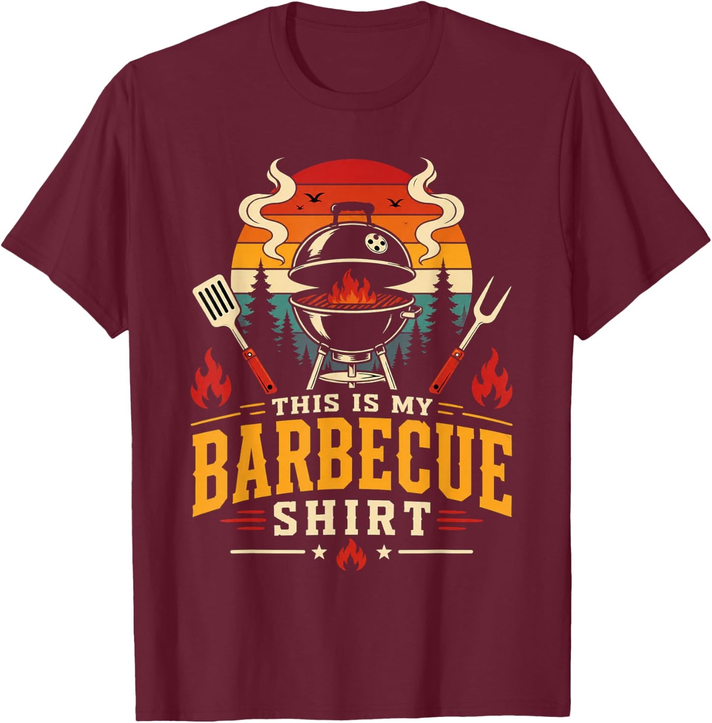 This is My Barbecue Shirt Vintage Charcoal Grill BBQ T-Shirt - T-Shirt | Maroon