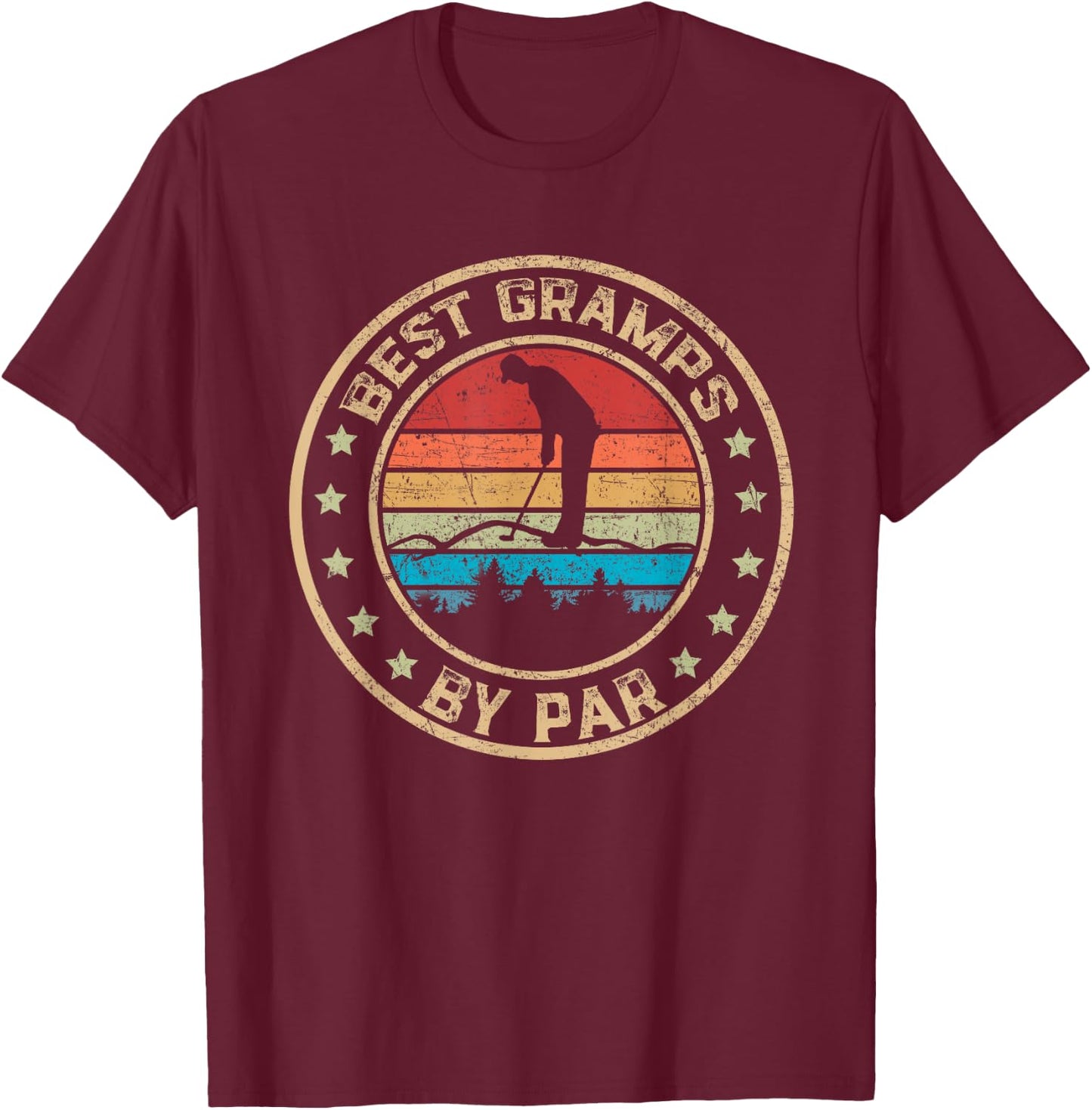 Best Gramps by Par Golf Lover Funny Fathers Day T-Shirt - T-Shirt | Maroon