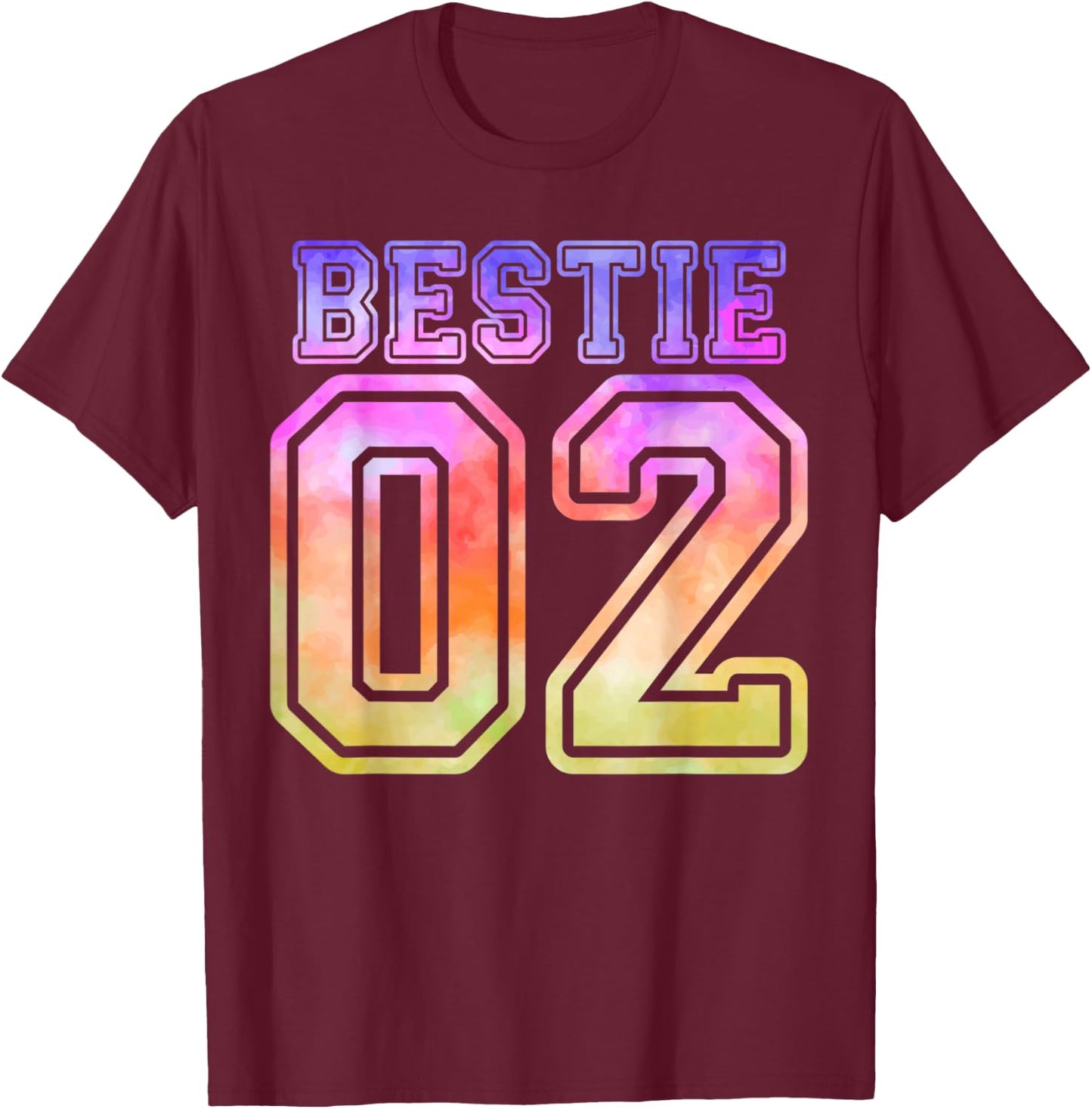 Funny BFF 02 Matching Best Friend Bestie Tie Dye T-Shirt - T-Shirt | Maroon