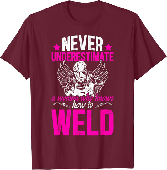 Welding Women Female Welder Girl Welding Girl Welder Women T-Shirt - T-Shirt | Maroon