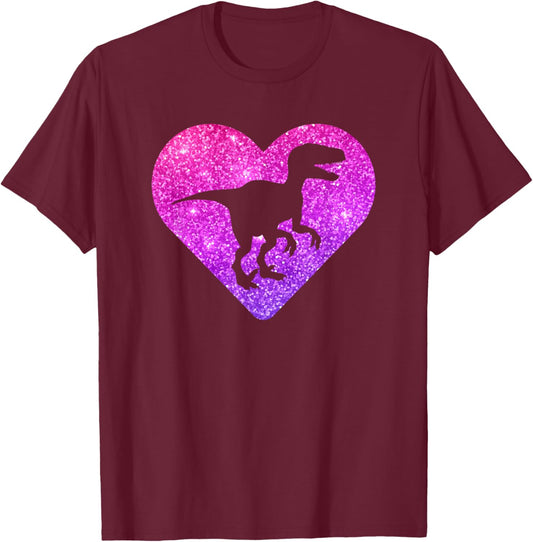 Cute Velociraptor Dinosaur Gift Girls Teens And Women T-Shirt - T-Shirt | Maroon