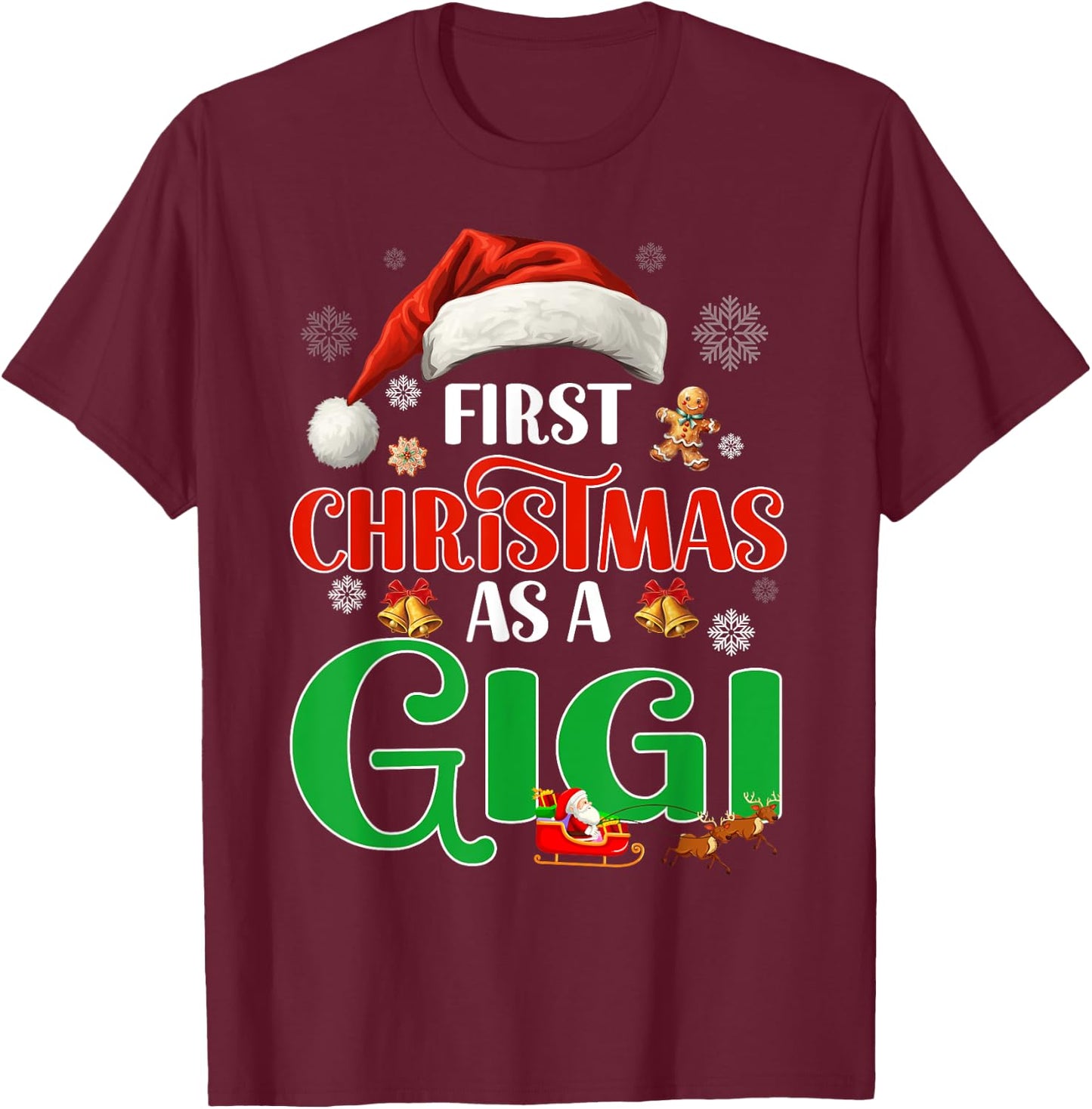 Funny Announcement First Christmas As A Gigi Matching Family T-Shirt - T-Shirt | Maroon