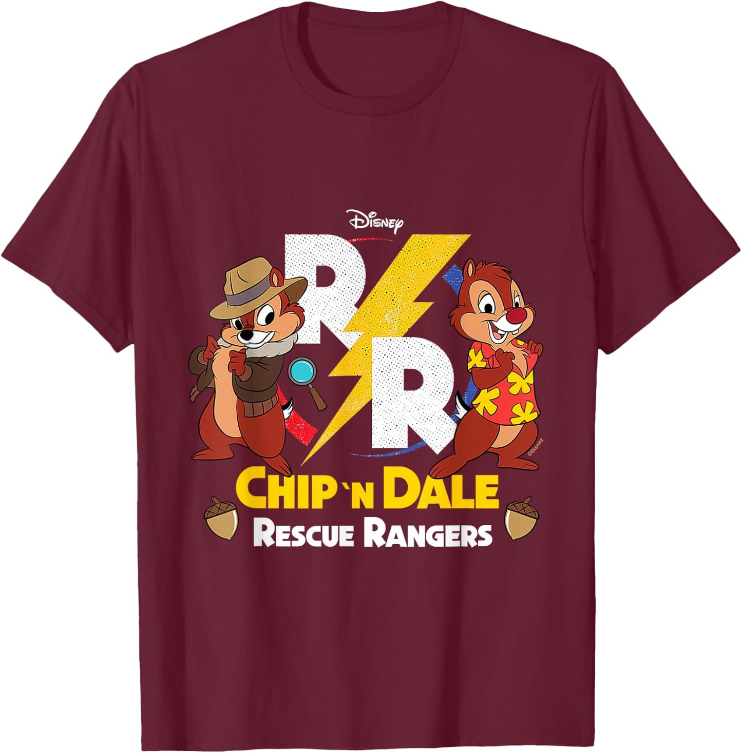 Chip 'N Dale Rescue Rangers - Rescue Rangers Design T-Shirt - T-Shirt | Maroon