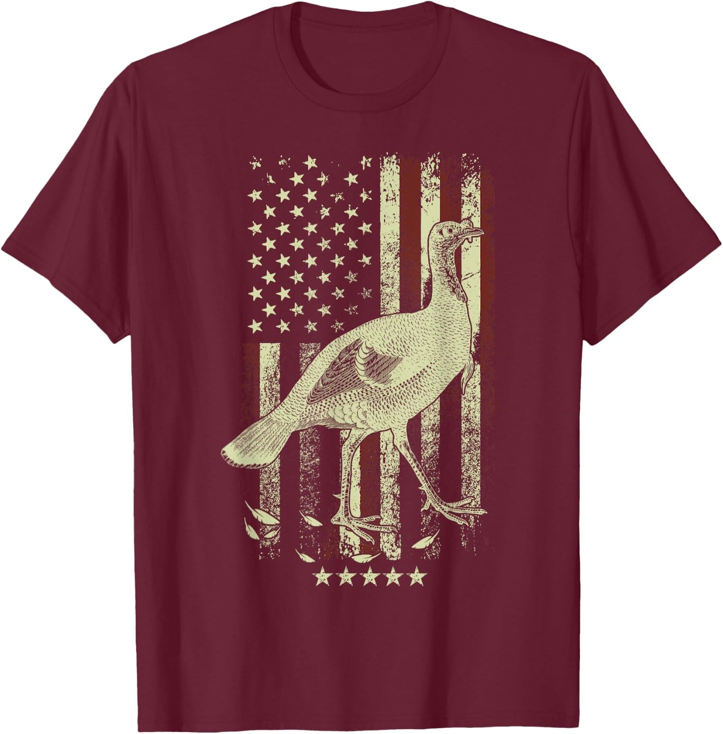 USA American Flag Hunters - Hunting Wild Turkey Bird Women Men T-Shirt - T-Shirt | Maroon
