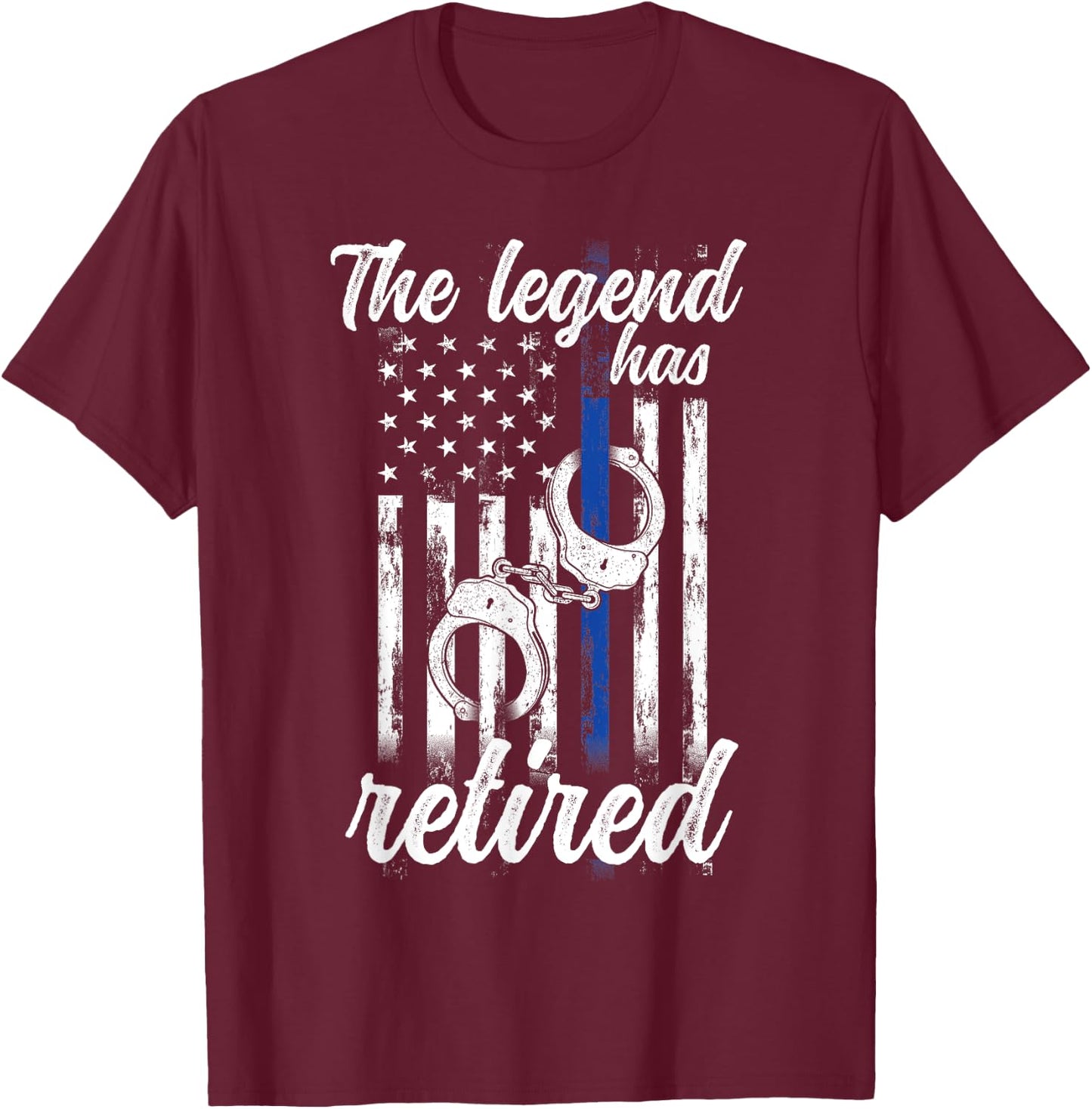 The Legend Has Retired Police Officer Retirement Vintage T-Shirt - T-Shirt | Maroon