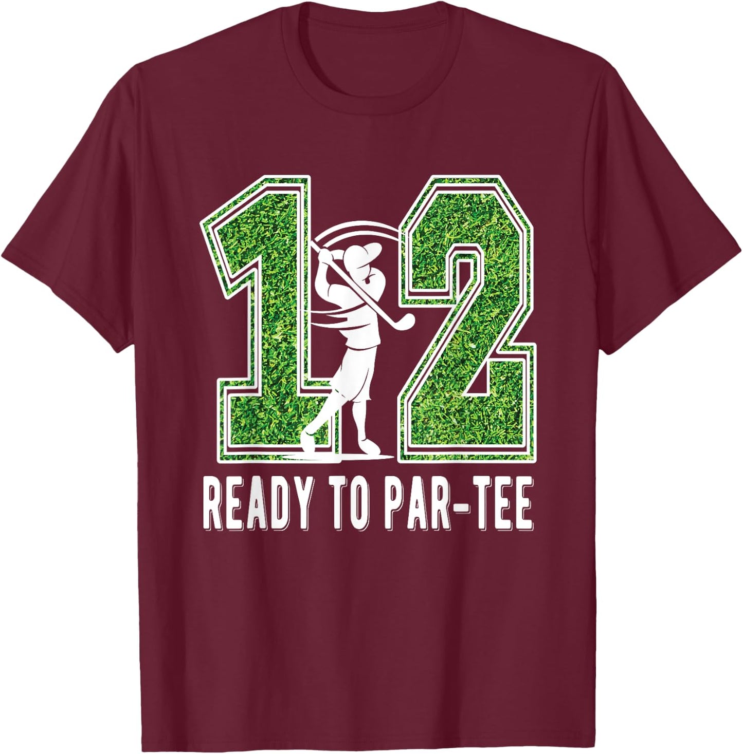 12th Birthday Golfer Boy Twelve Year Old Golf Player T-Shirt - T-Shirt | Maroon