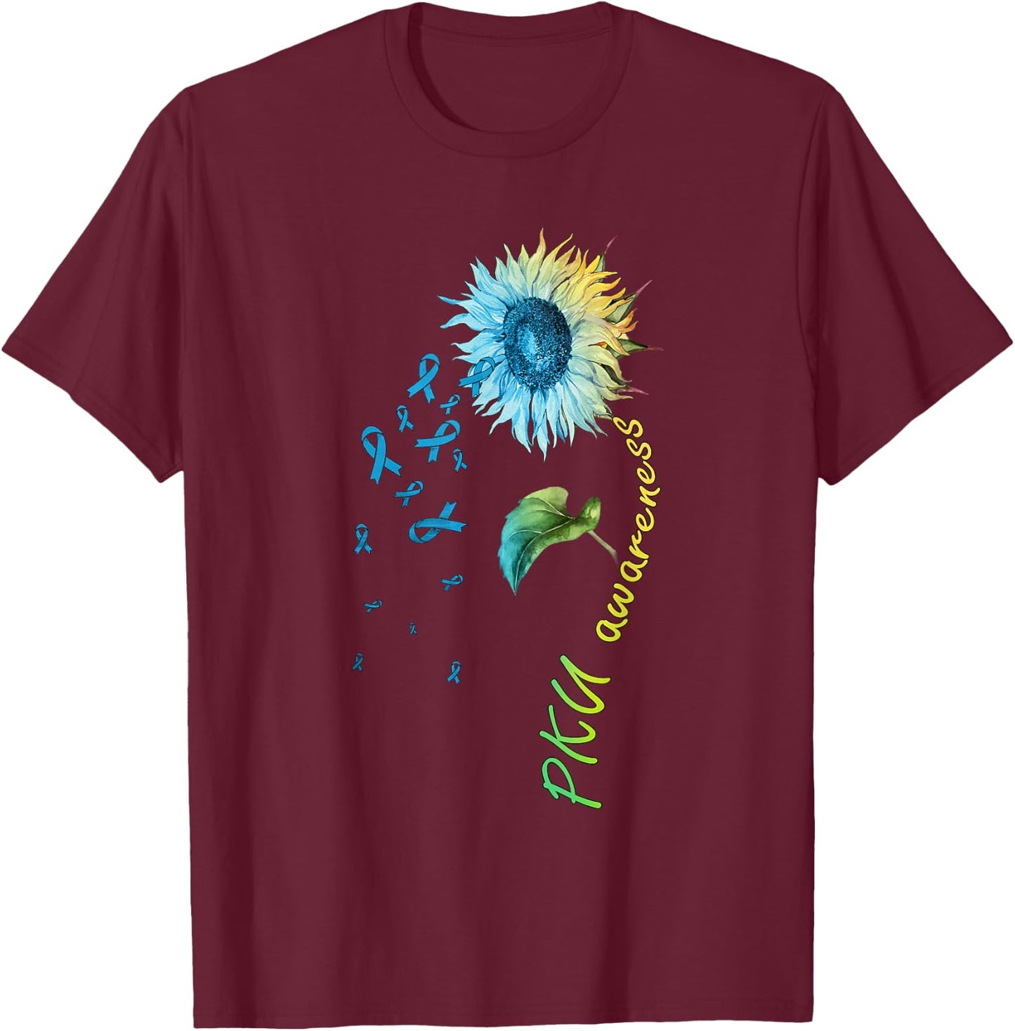PKU Awareness Sunflower T-Shirt - T-Shirt | Maroon