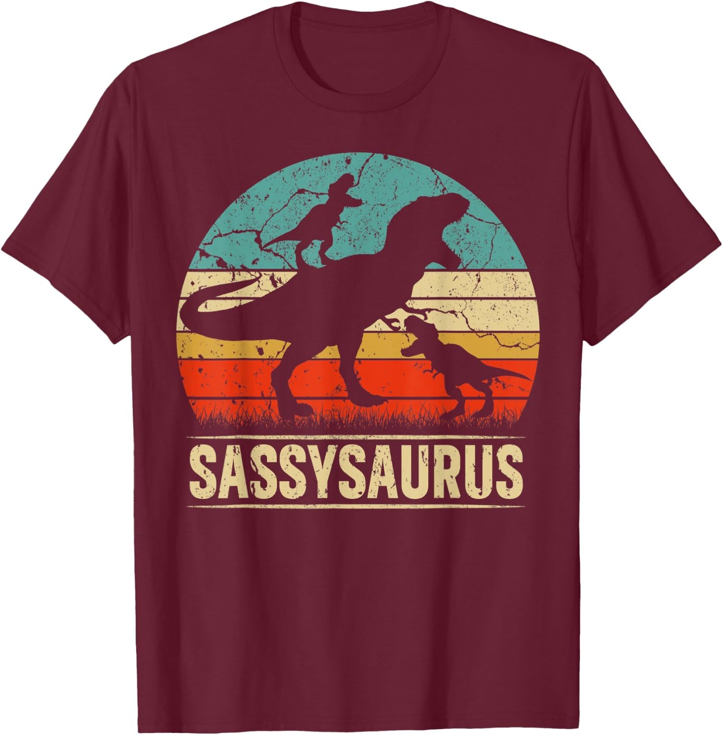 Sassy Dinosaur T Rex Sassysaurus 2 kids Family Matching T-Shirt - T-Shirt | Maroon