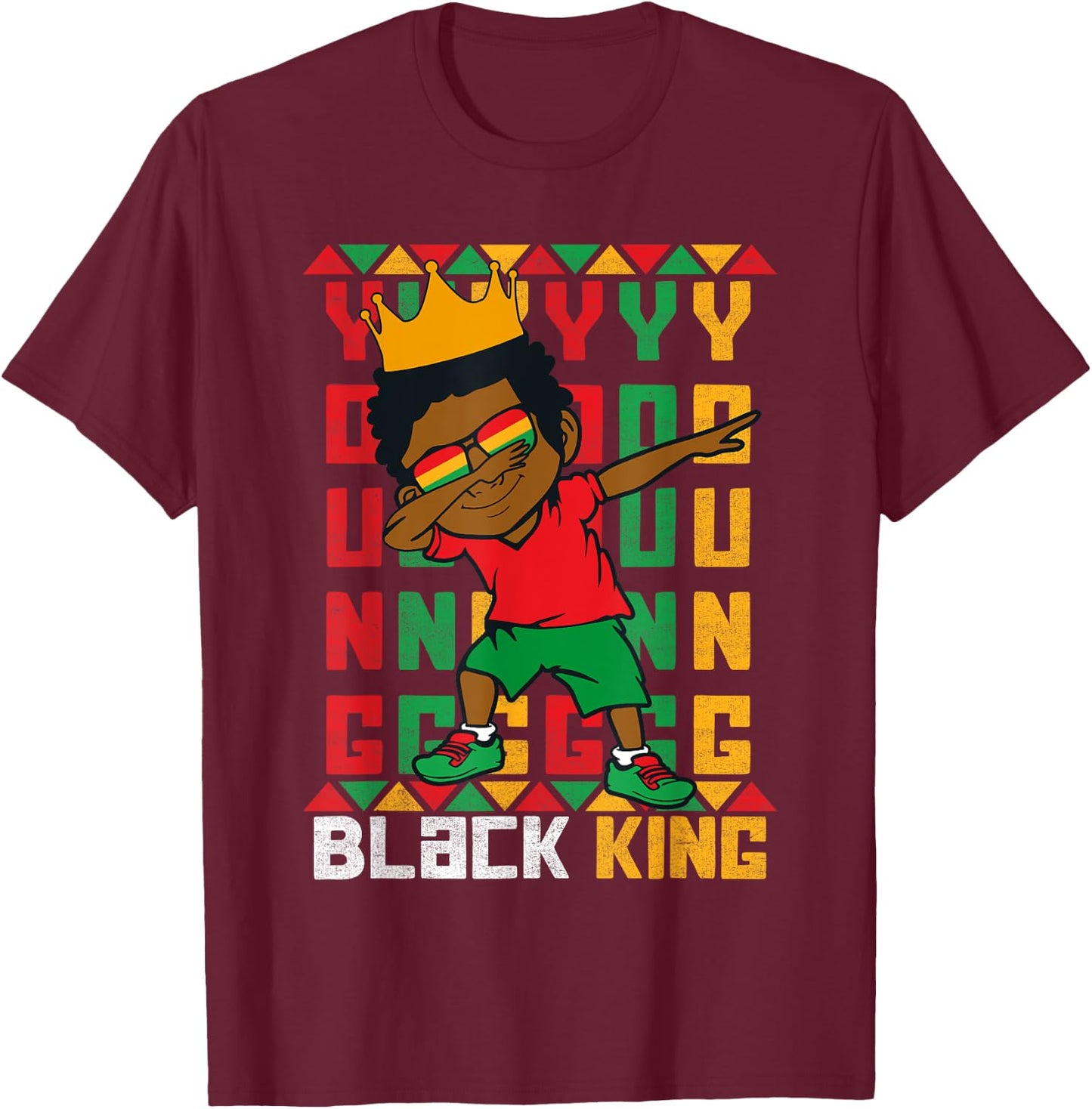 Young Black King Dab Kid African American Boy Juneteenth T-Shirt - T-Shirt | Maroon