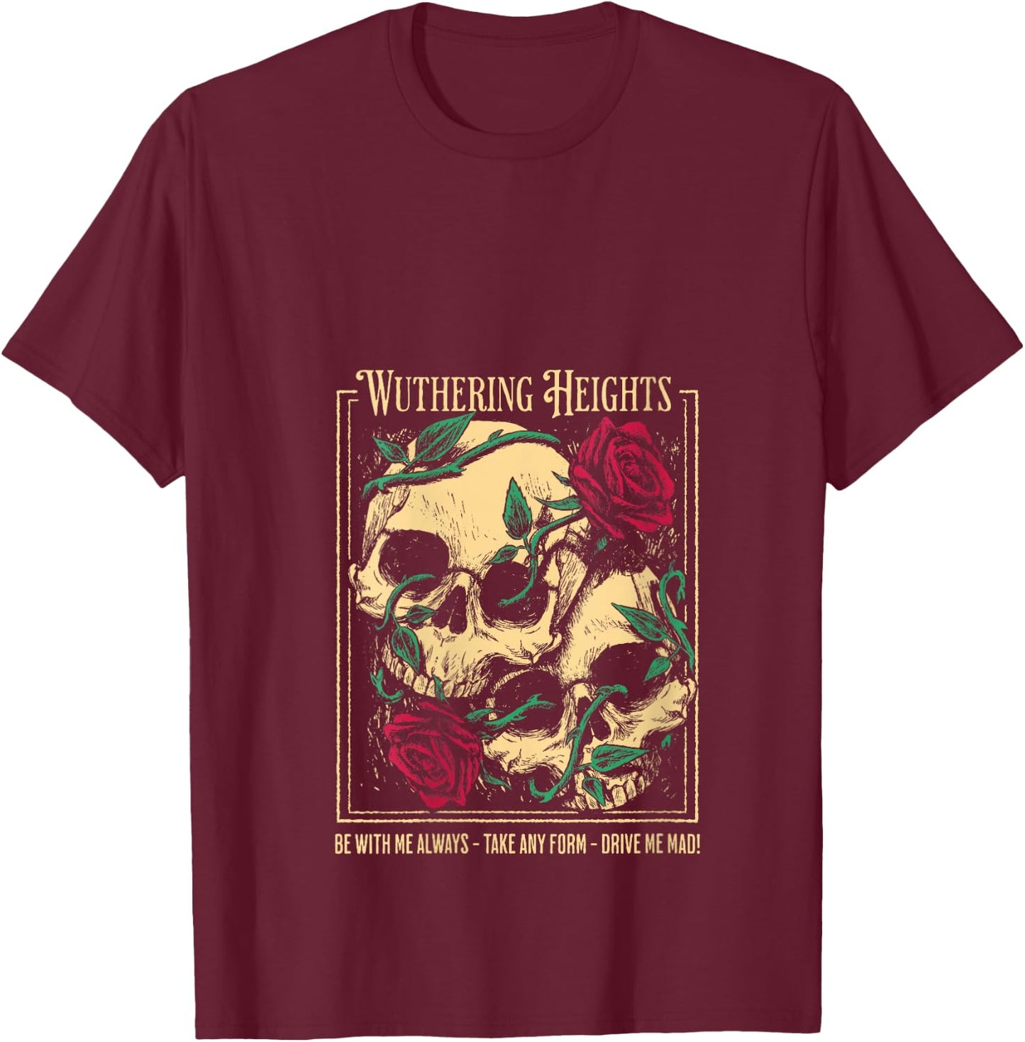 Women's Wuthering Heights Gothic Book Lover Classic Literature V-Neck T-Shirt - T-Shirt | Maroon