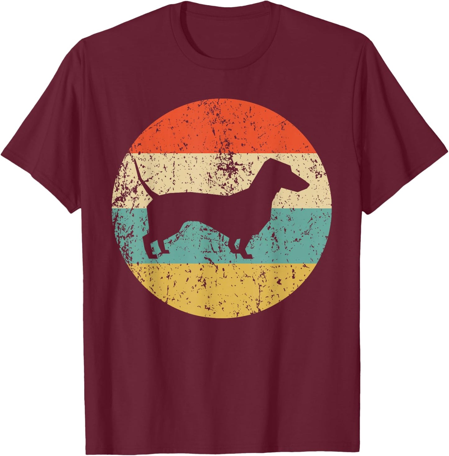 Dachshund Vintage Retro Dachshund Dog Women Girls Kids T-Shirt - T-Shirt | Maroon
