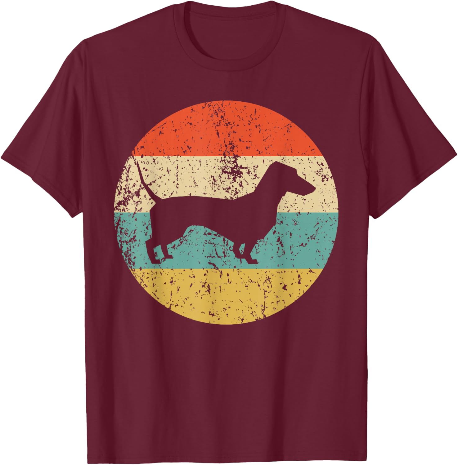 Dachshund Vintage Retro Dachshund Dog Women Girls Kids T-Shirt - T-Shirt | Maroon