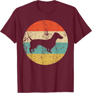 Dachshund Vintage Retro Dachshund Dog Women Girls Kids T-Shirt - T-Shirt | Maroon