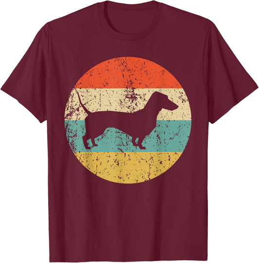 Dachshund Vintage Retro Dachshund Dog Women Girls Kids T-Shirt - T-Shirt | Maroon