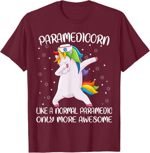Funny EMS EMT Clothing and Gifts by Medics Paramedicorn Like A Paramedic Only Awesome Dabbing Unicorn T-Shirt - T-Shirt | Maroon