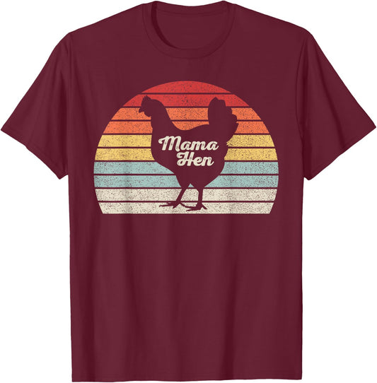 Vintage Retro Mother's Day Mama Hen Chicken Mom Farm T-Shirt - T-Shirt | Maroon
