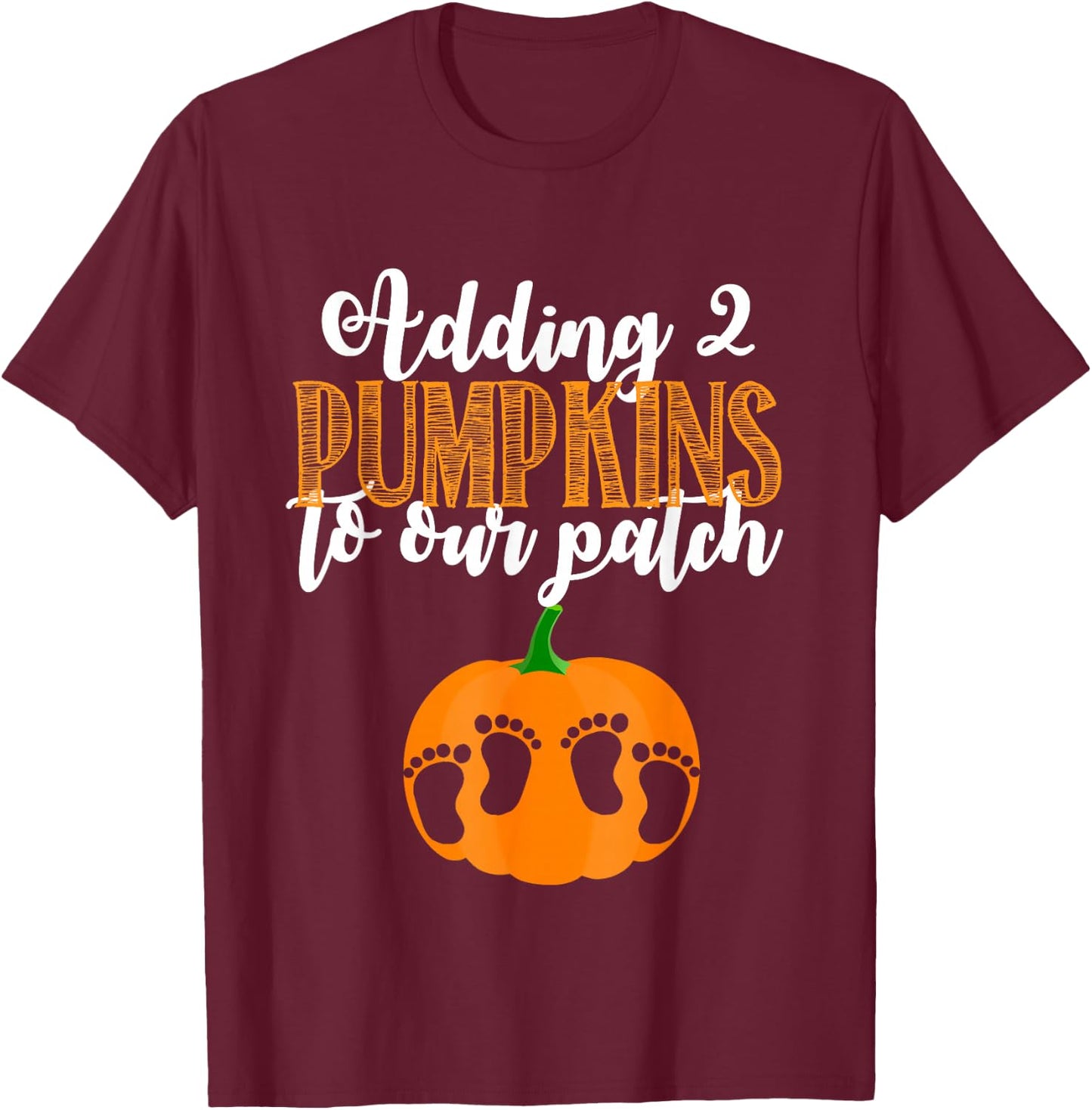 Twin Halloween Pregnancy Shirt for Twins Pumpkin Patch T-Shirt - T-Shirt | Maroon