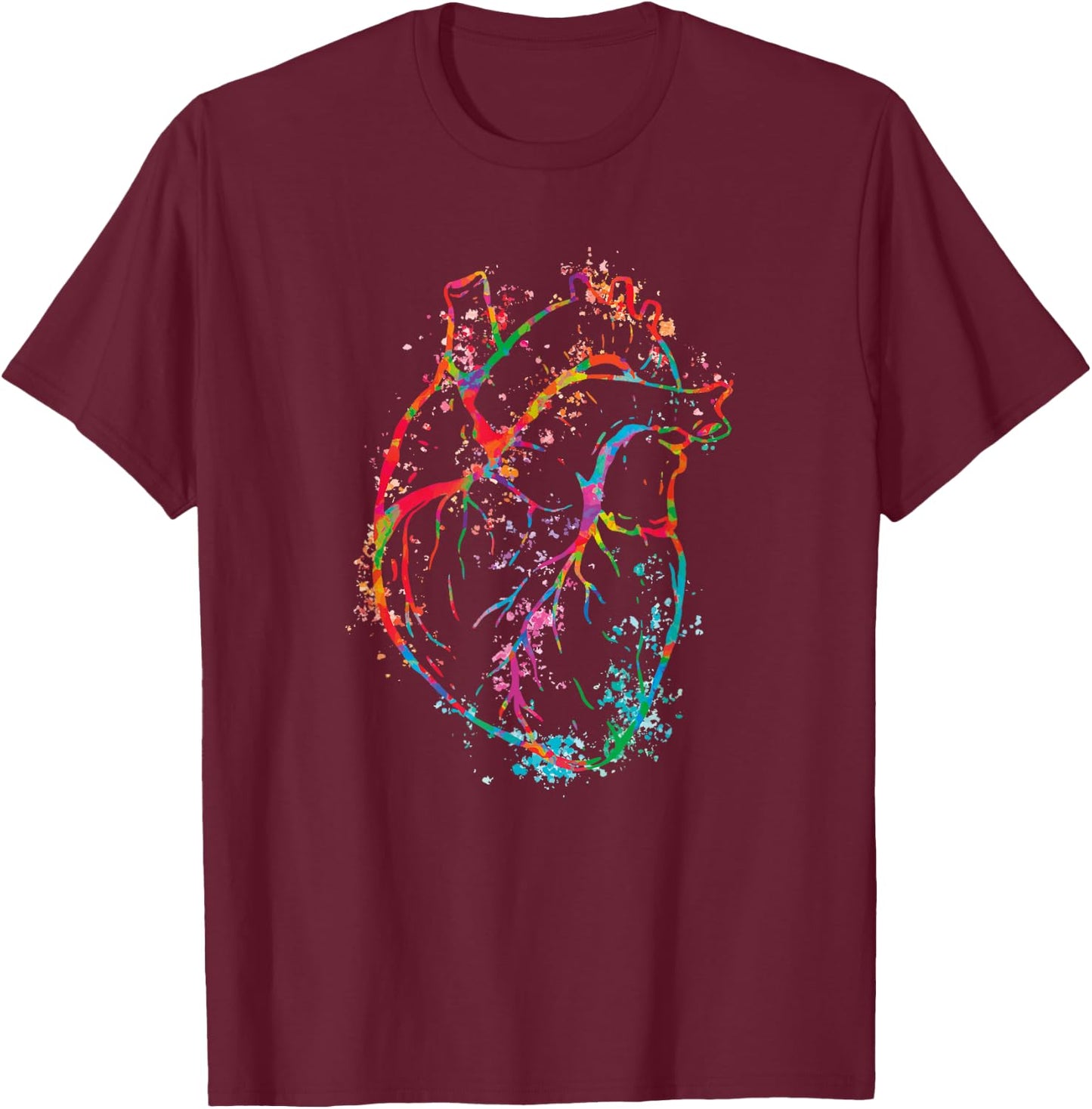 Beautiful Watercolour Heart Organ Human Body Anatomy Small T-Shirt - T-Shirt | Maroon