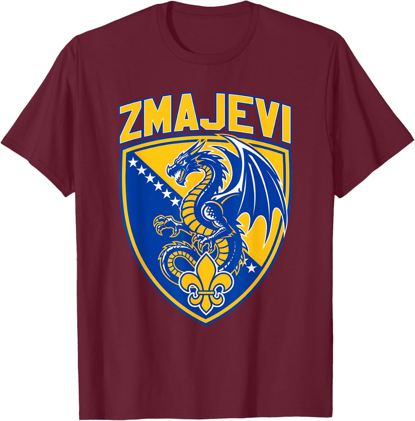 Hajmo Bosno Bosnian Flag Bosnia BiH Bosna i Herzegovina T-Shirt - T-Shirt | Maroon