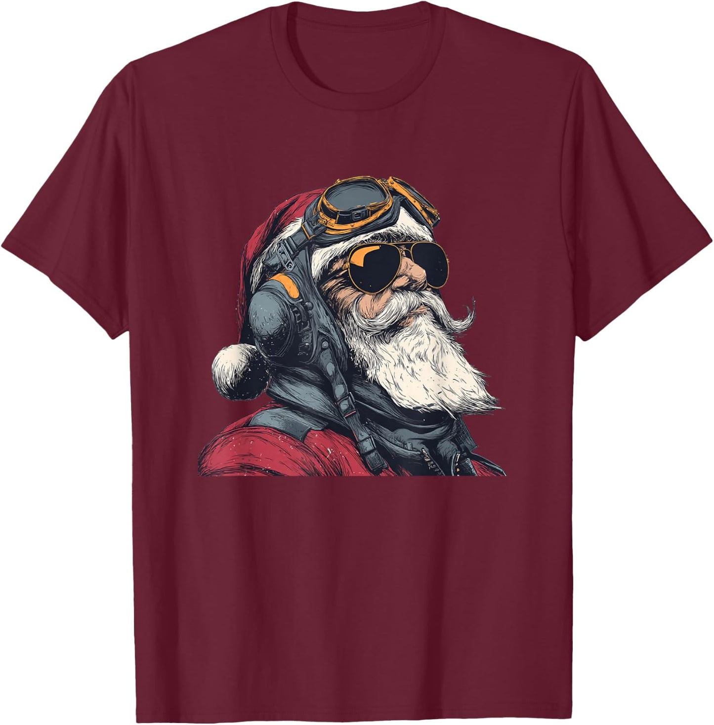 Santa Claus Pilot Costume for Boys and Girls T-Shirt - T-Shirt | Maroon
