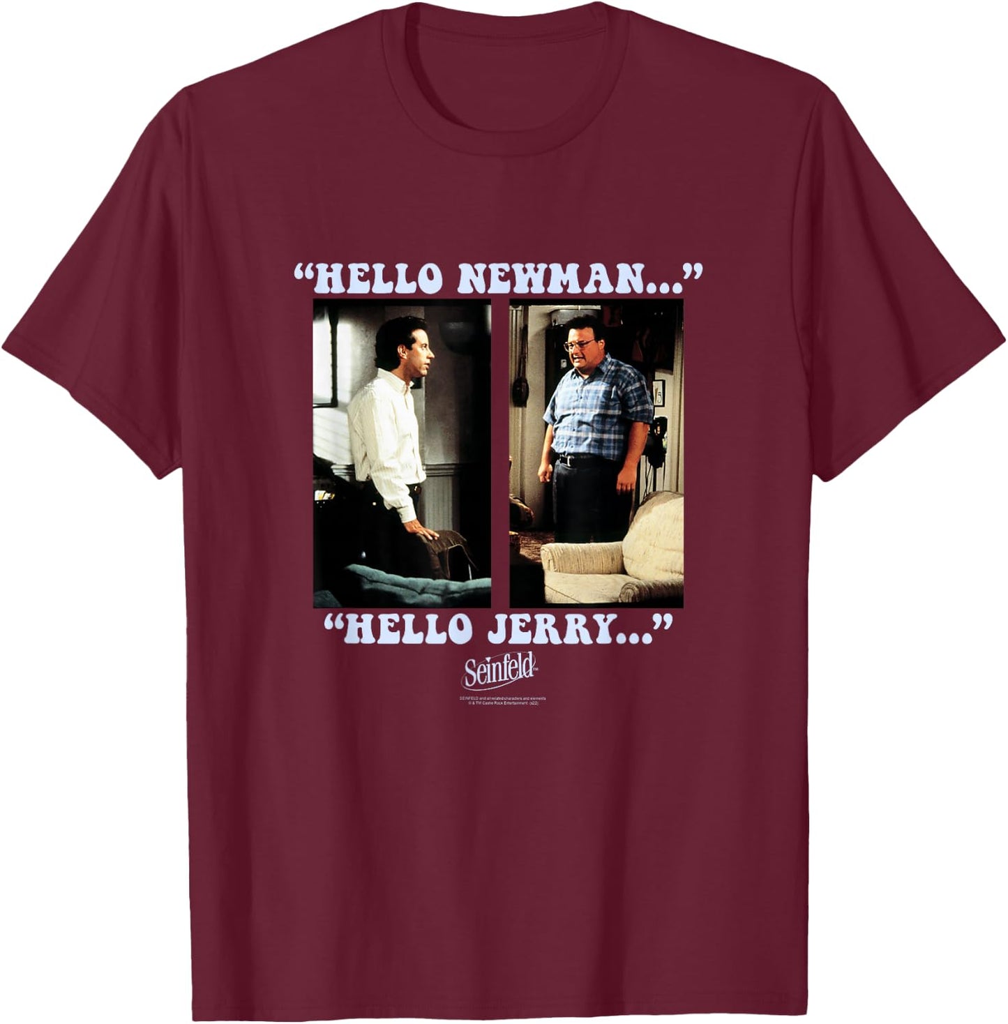 Seinfeld Newman and Jerry Face Off Funny 90's TV Show T-Shirt - T-Shirt | Maroon