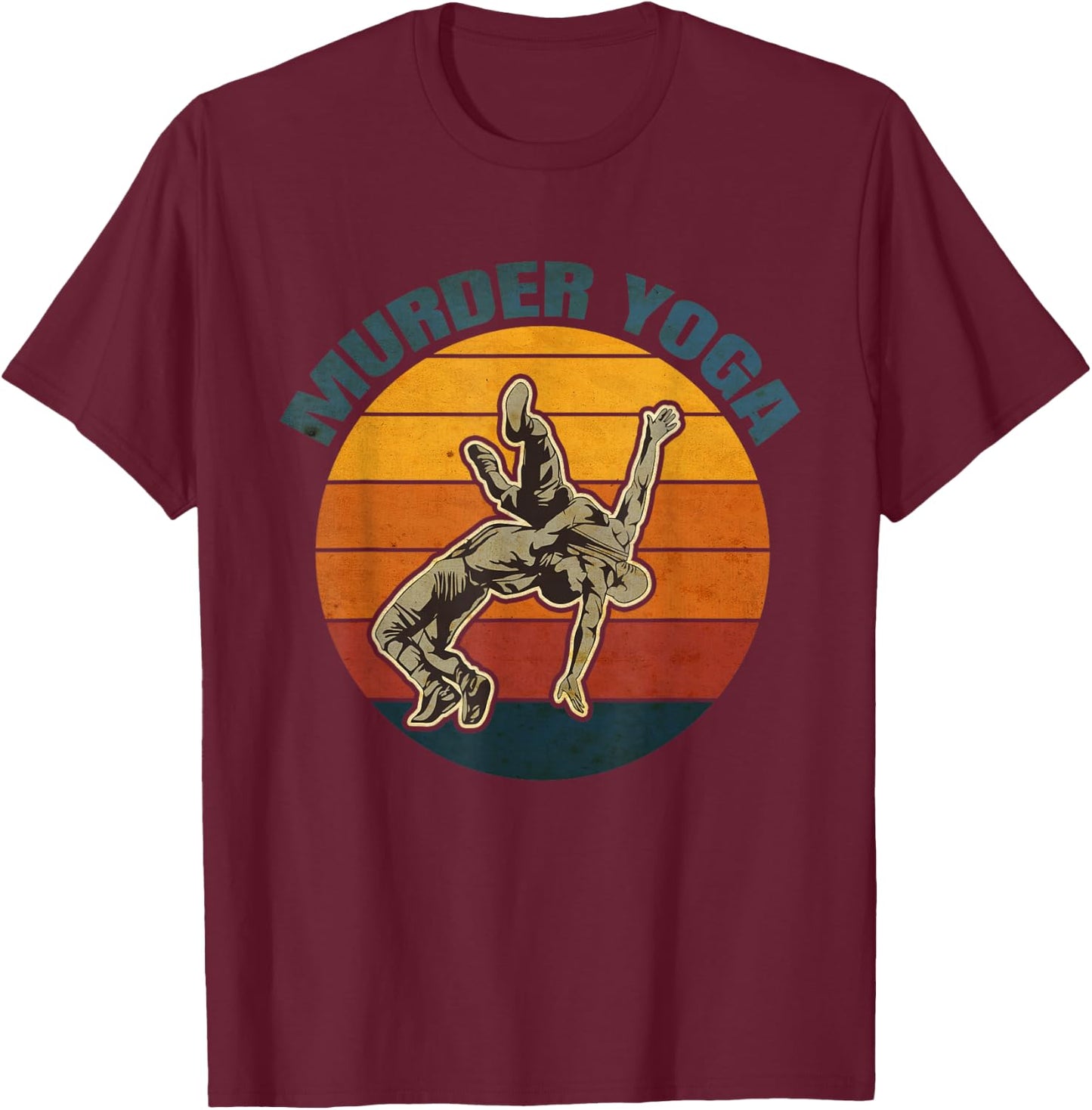 Vintage Wrestling Murder Yoga Whistler Humor T-Shirt - T-Shirt | Maroon