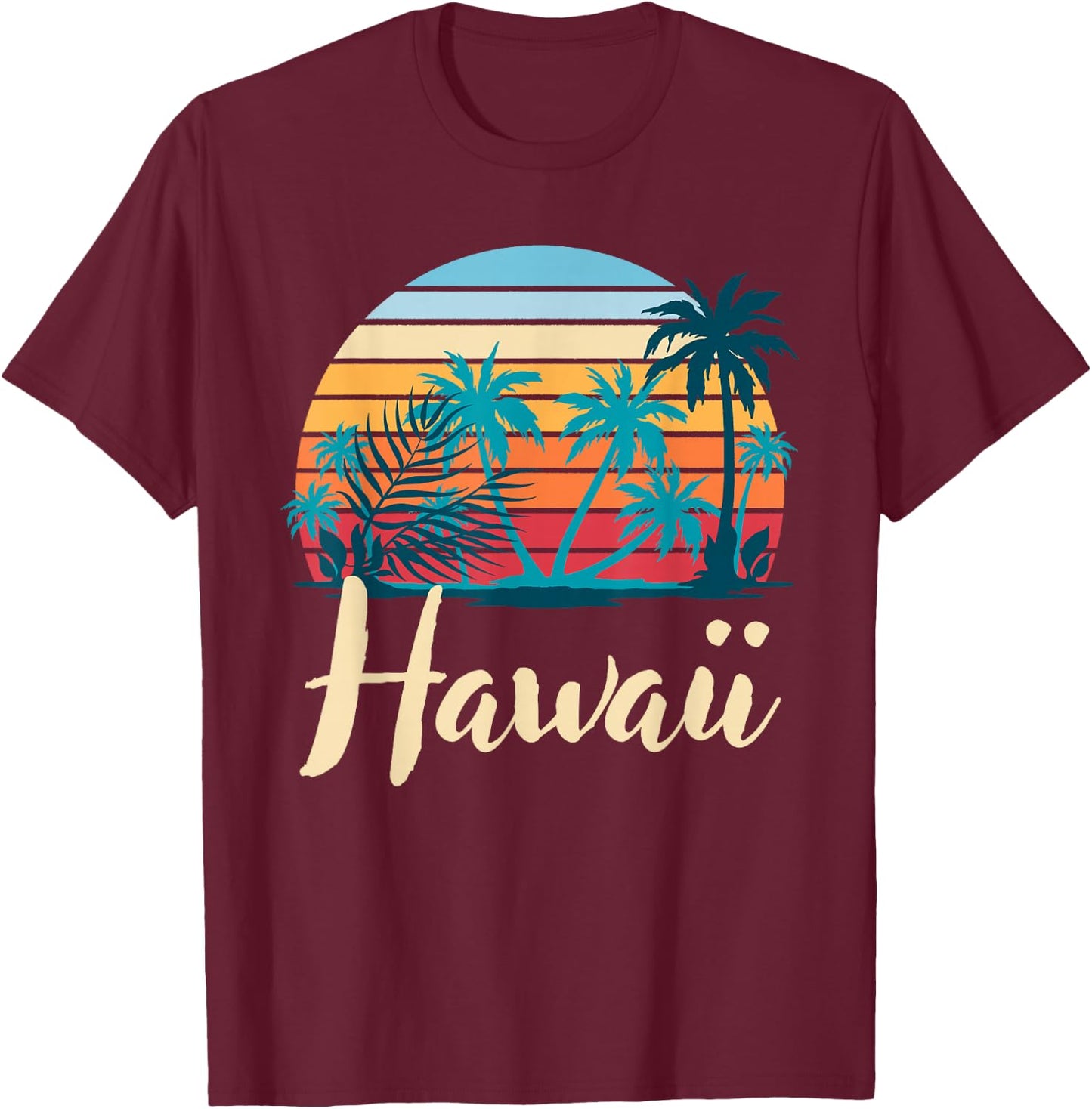 Hawaiian Summer Tropical Summer Holiday Retro Hawaii T-Shirt - T-Shirt | Maroon