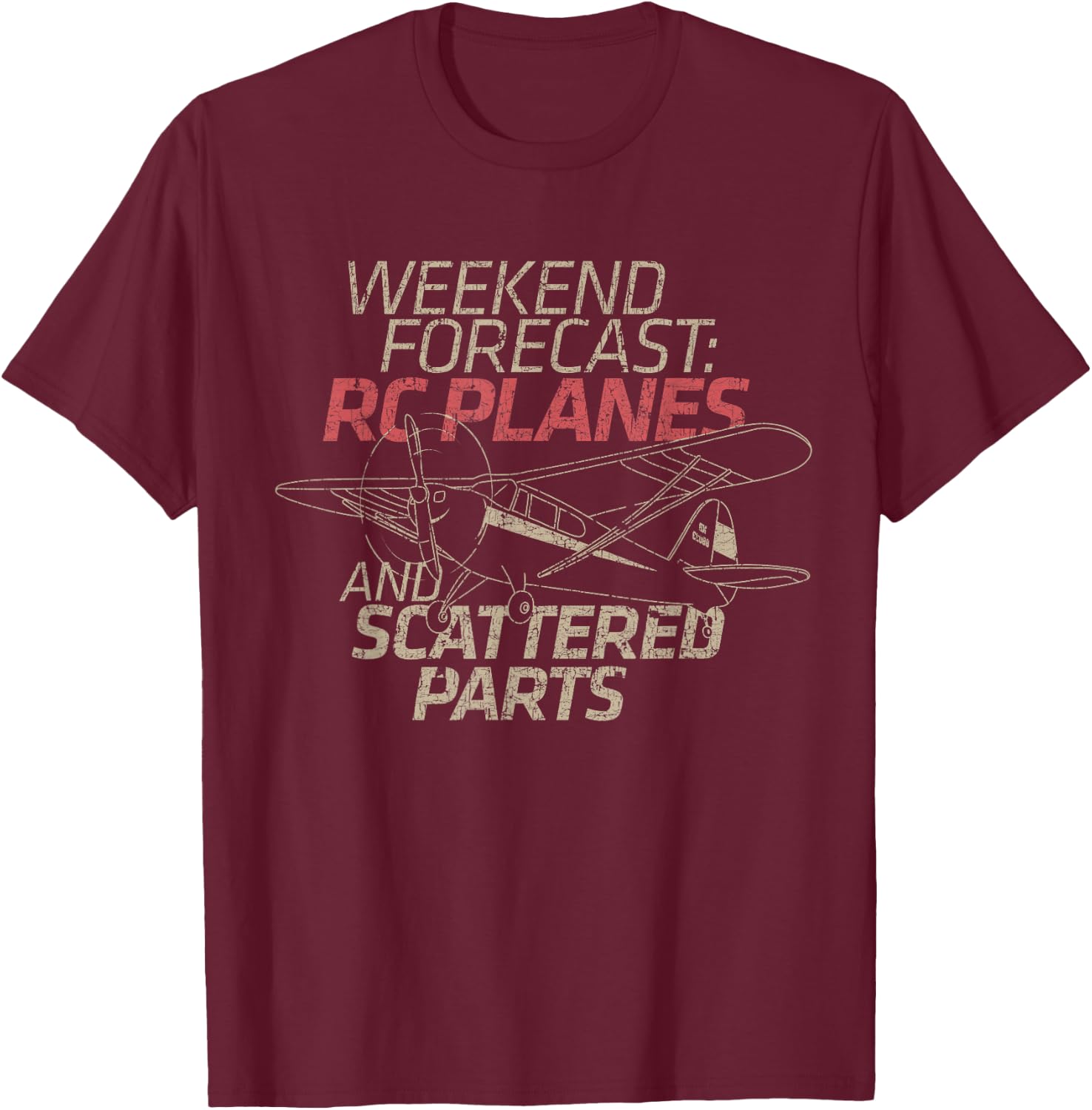 RC Tarpaulin Gift Weekend Forecast RC Pilot Model Airplane Lover T-Shirt - T-Shirt | Maroon