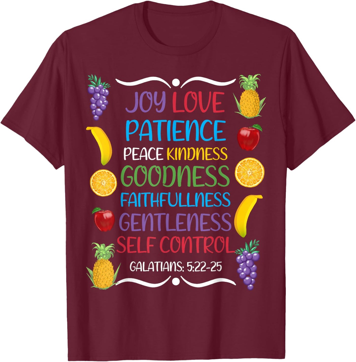 Awesome Galatians Fruit Of The Spirit Religious Verses T-Shirt - T-Shirt | Maroon