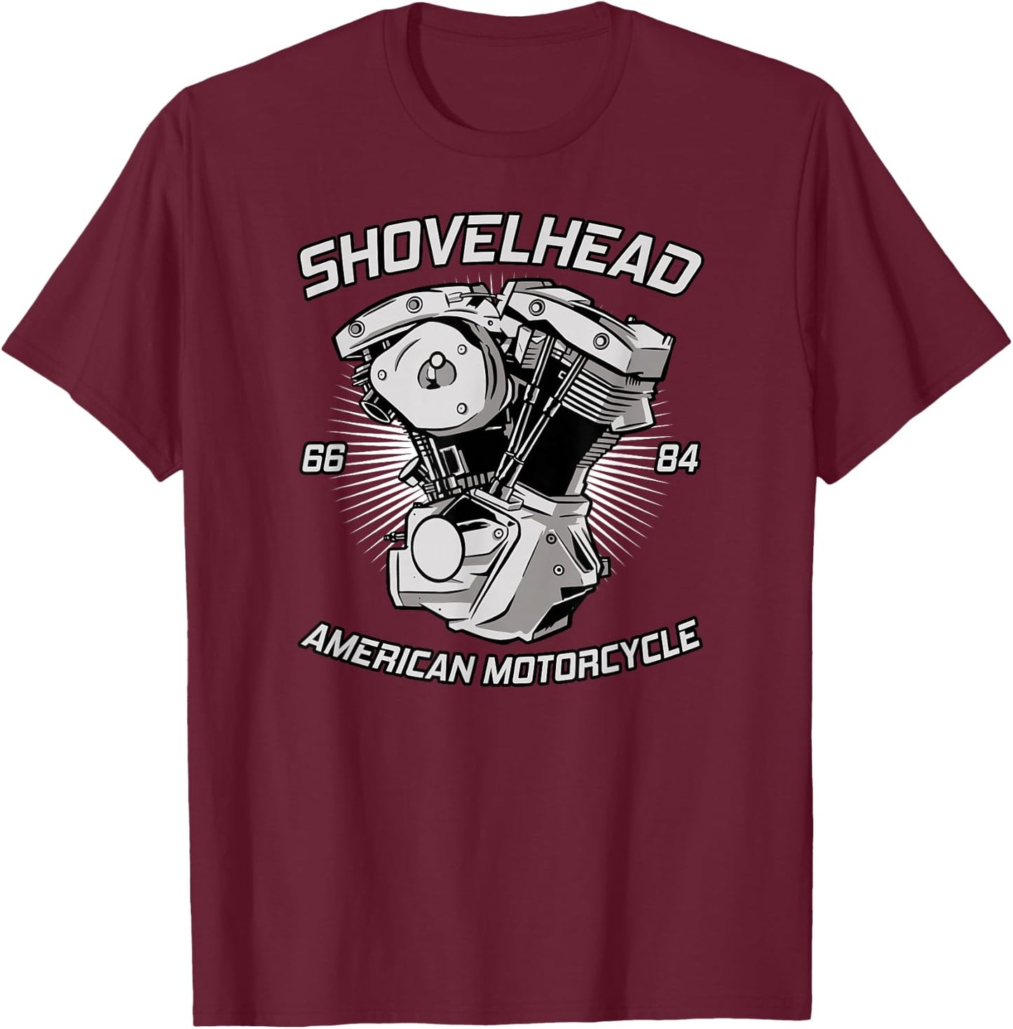 Vintage HD Motorcycle VTwin ShovelHead Engine Drawing Biker T-Shirt - T-Shirt | Maroon
