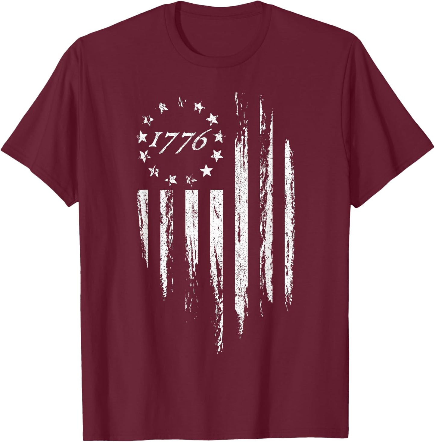 1776 American Flag Betsy Ross 13 Stars USA 4th of July Gift T-Shirt - T-Shirt | Maroon