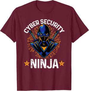 Cyber Security Ninja Computer Hacker Cryptography Hacking T-Shirt - T-Shirt | Maroon