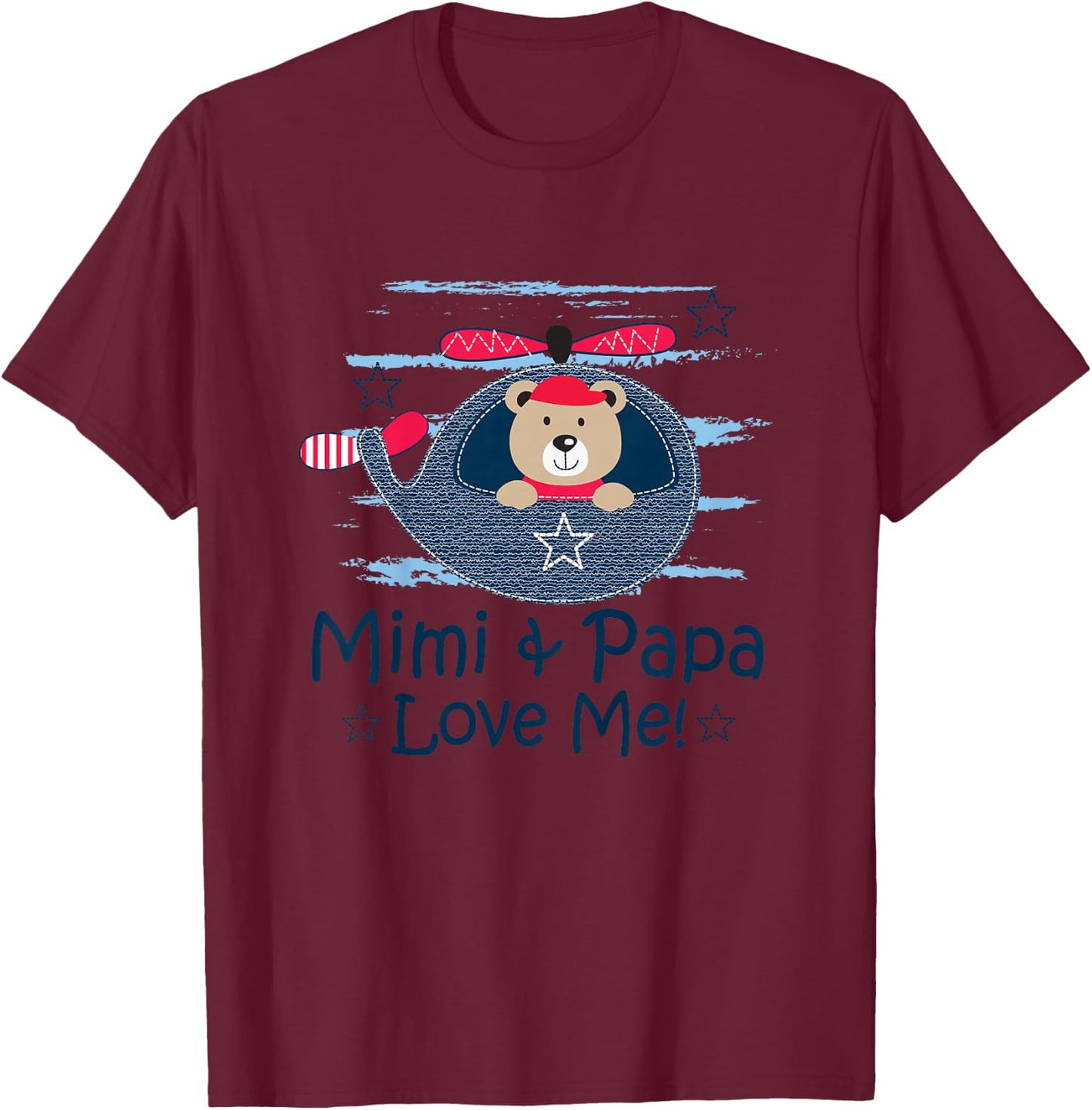 Kids Mimi and Papa Love Me Grandson T-Shirt - T-Shirt | Maroon