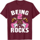 Being 2 Rocks Cute Two Years Old Guitar 2nd Birthday Girls T-Shirt - T-Shirt | Maroon