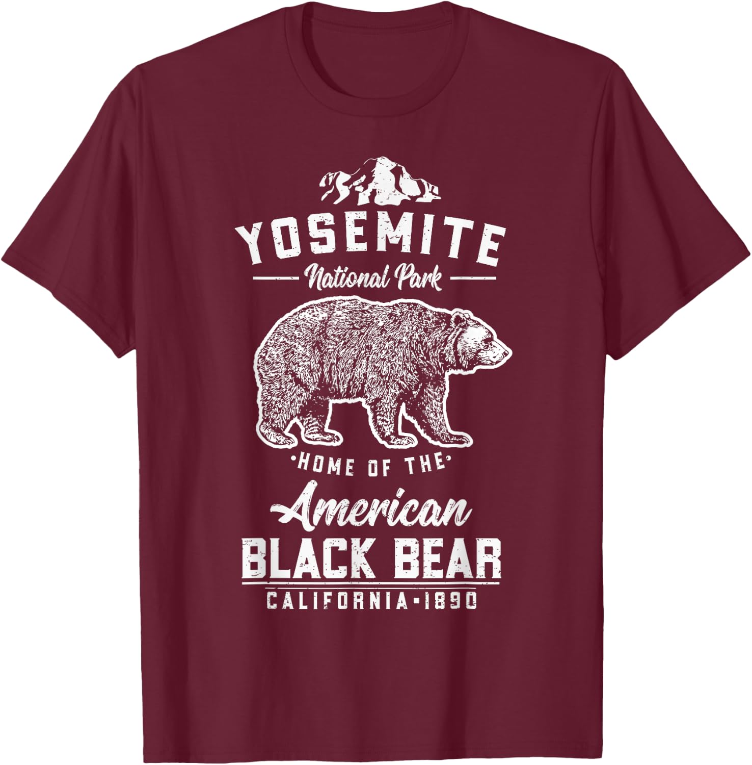 Yosemite California National Park American Black Bear T-Shirt - T-Shirt | Maroon