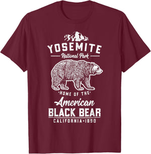 Yosemite California National Park American Black Bear T-Shirt - T-Shirt | Maroon