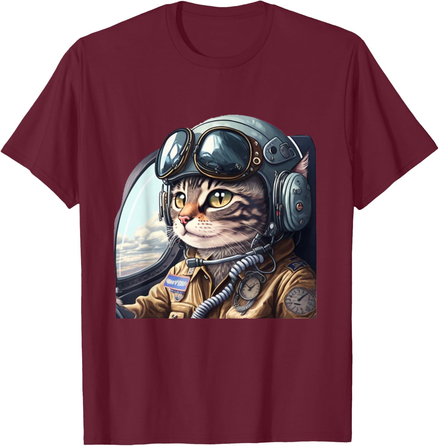 Cat Pilot T-Shirt - T-Shirt | Maroon