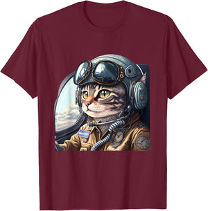 Cat Pilot T-Shirt - T-Shirt | Maroon