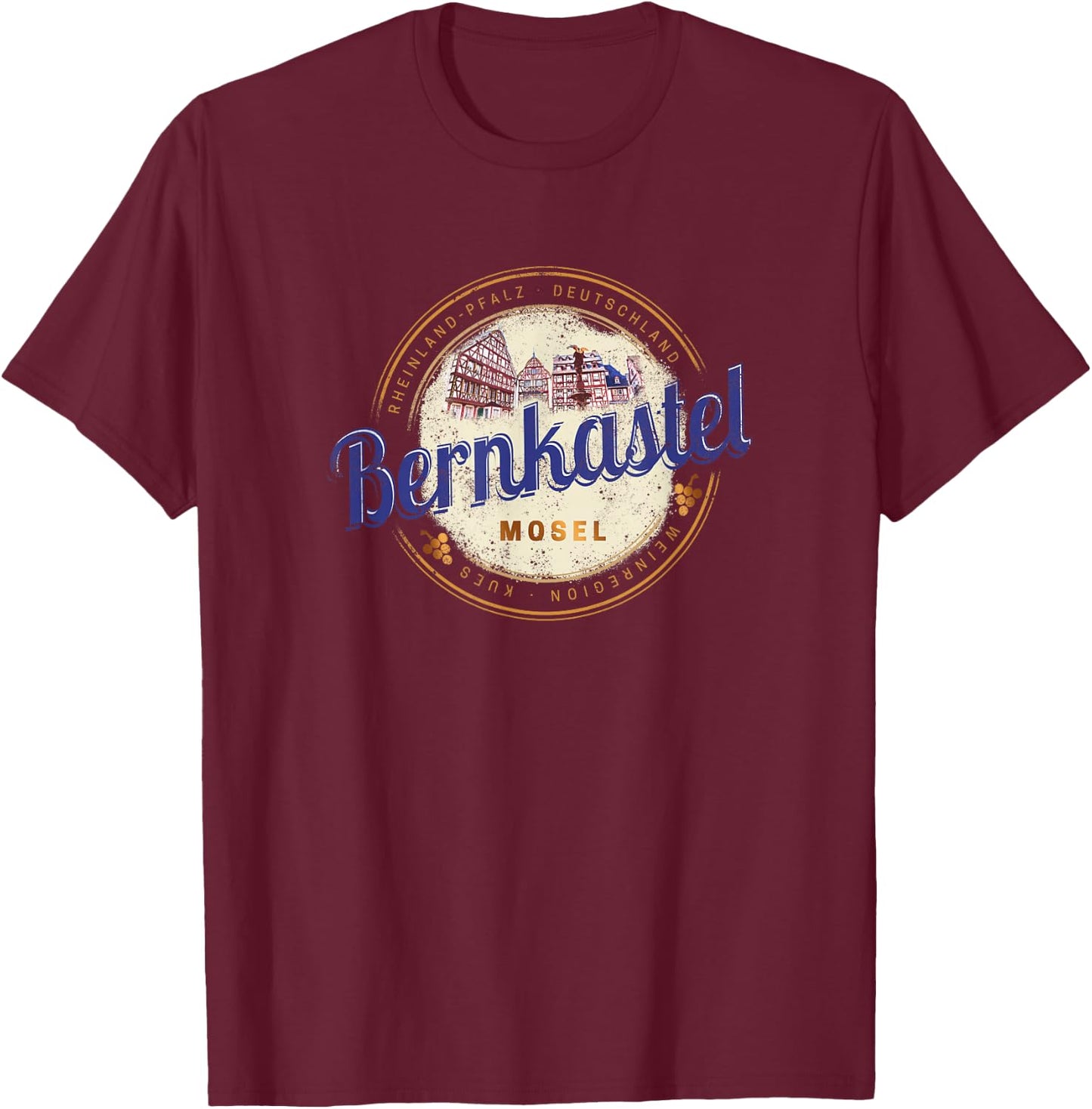 Bernkastel Kues Vintage Moselle Rhineland-Palatinate Germany T-Shirt - T-Shirt | Maroon