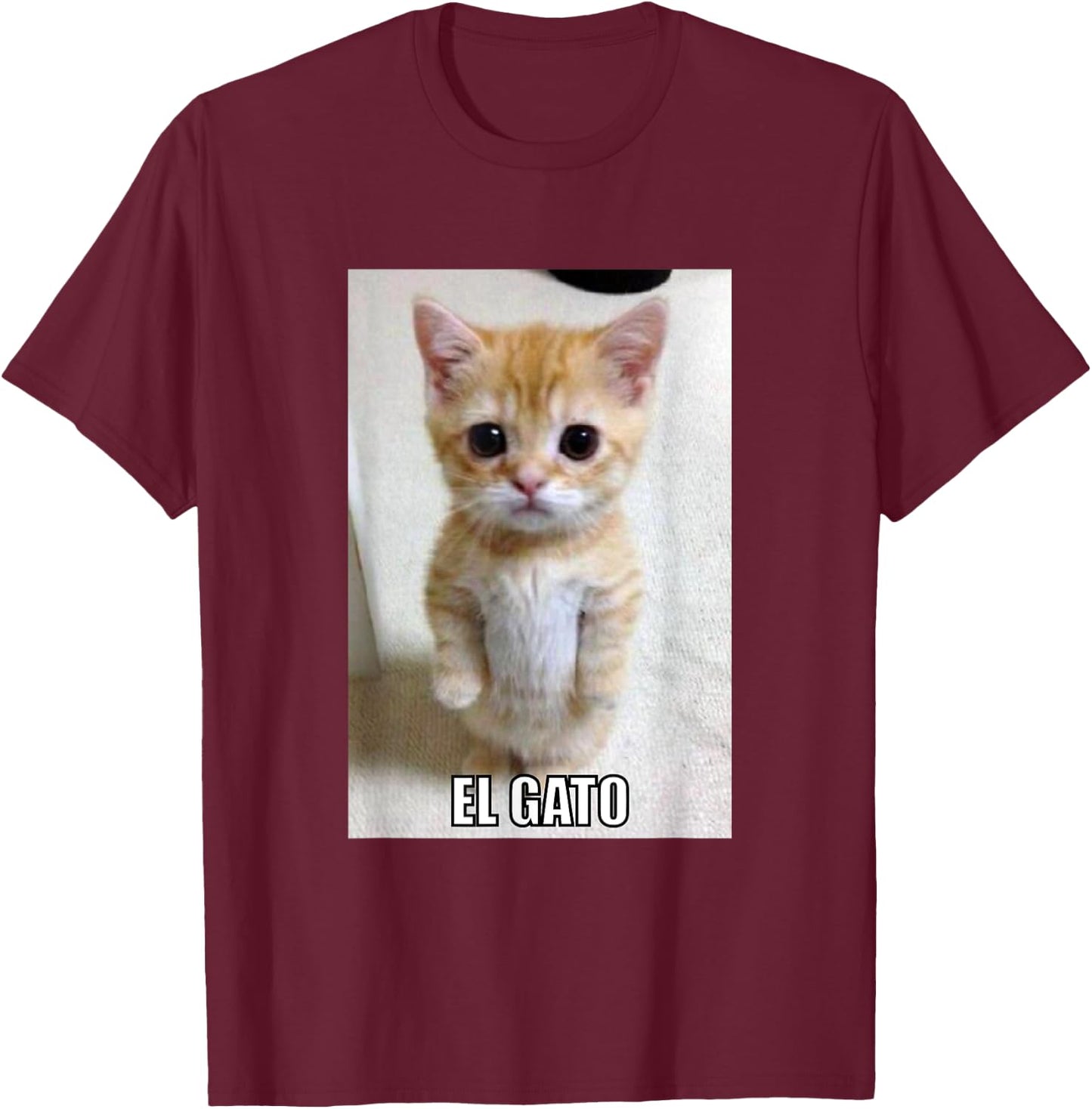 El Gato Meme Sad Crying Cat Munchkin Kitty Meme Men Women Girls Kids T-Shirt - T-Shirt | Maroon
