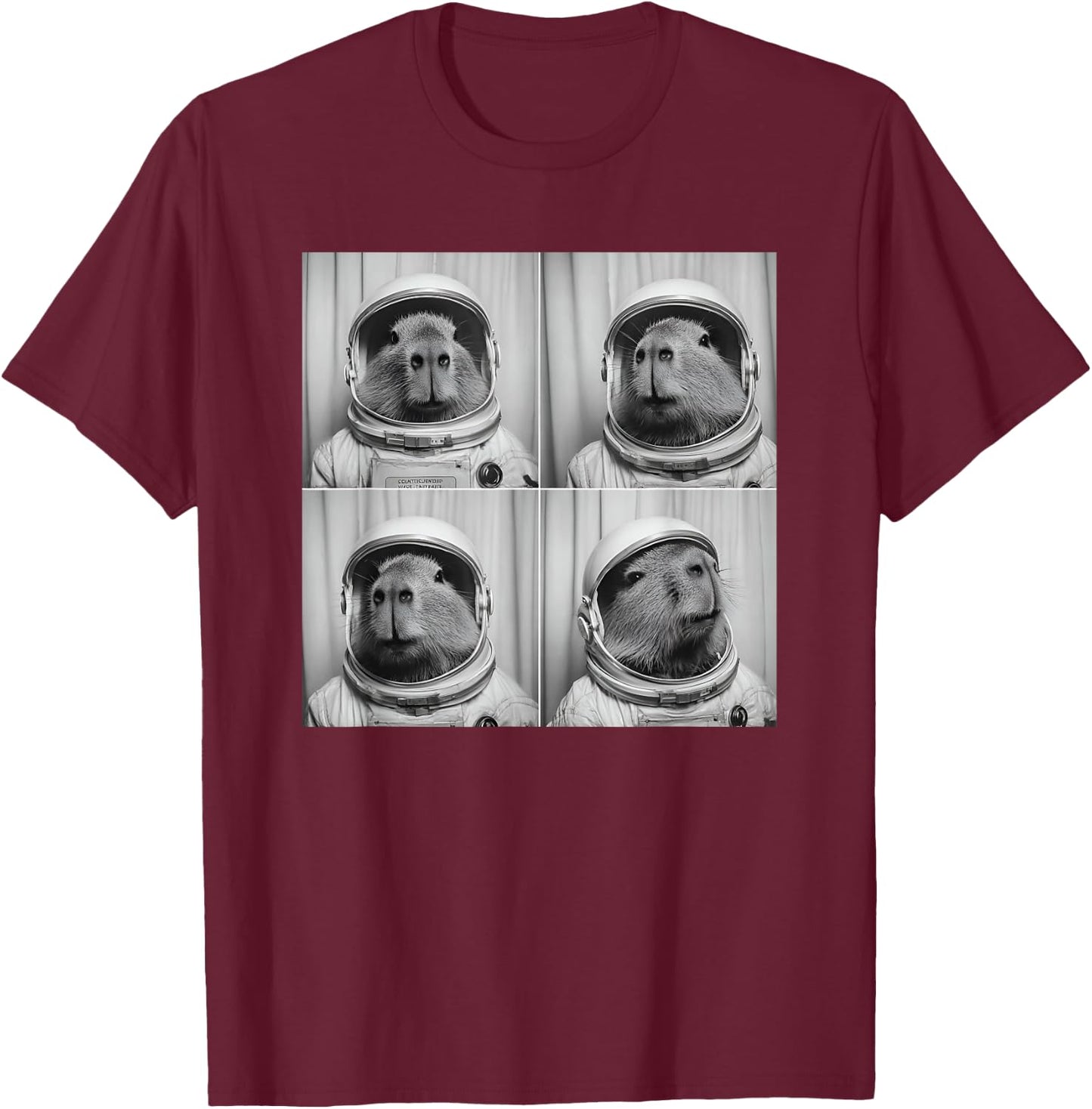 Capy Bara Astronaut Space Themed Capybara T-Shirt - T-Shirt | Maroon