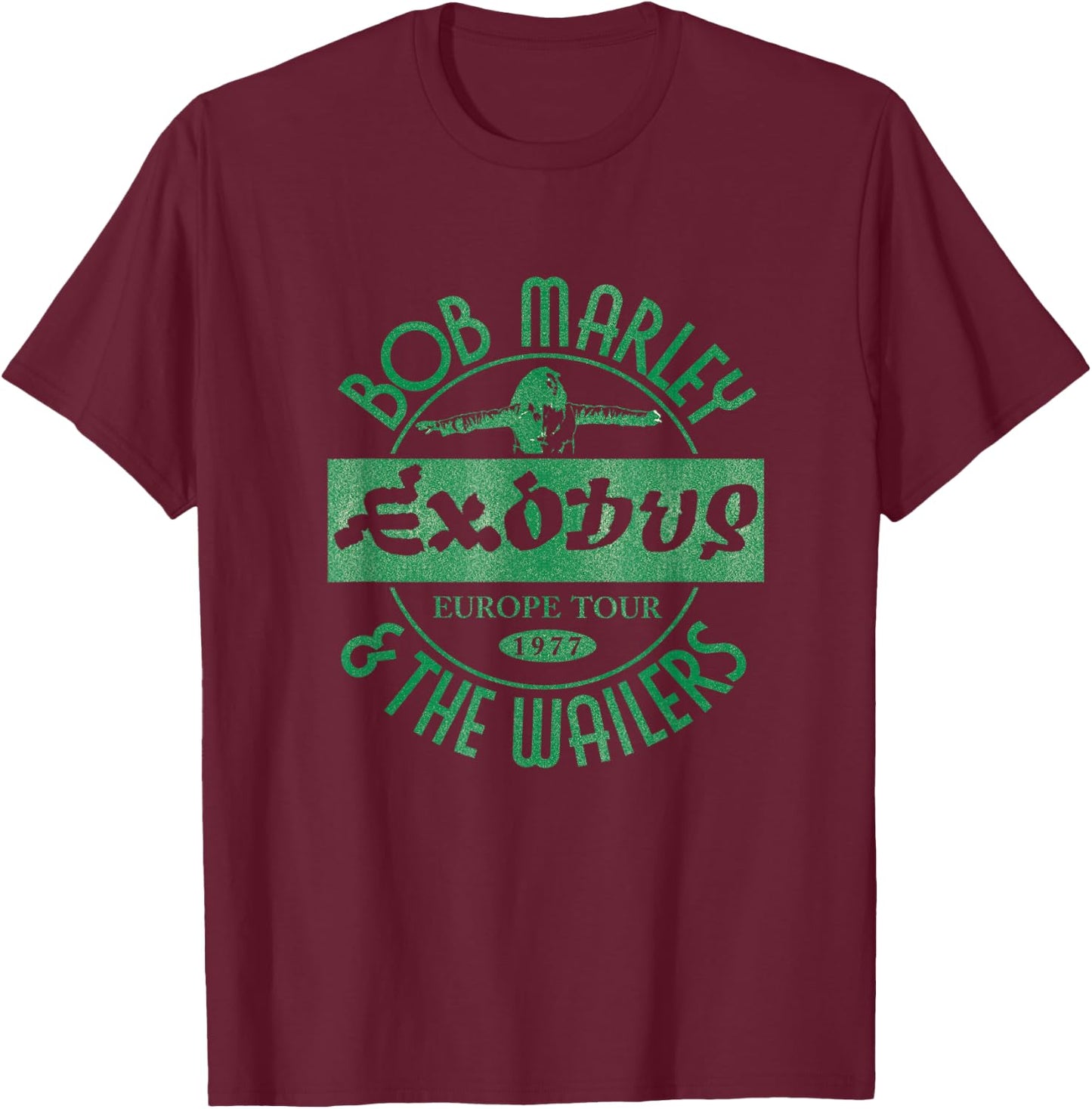 Bob Marley Exodus Europe Tour 1977 White T-Shirt - T-Shirt | Maroon