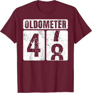 Oldometer 48 Shirt Vintage Funny 48th Birthday Gift T-Shirt - T-Shirt | Maroon