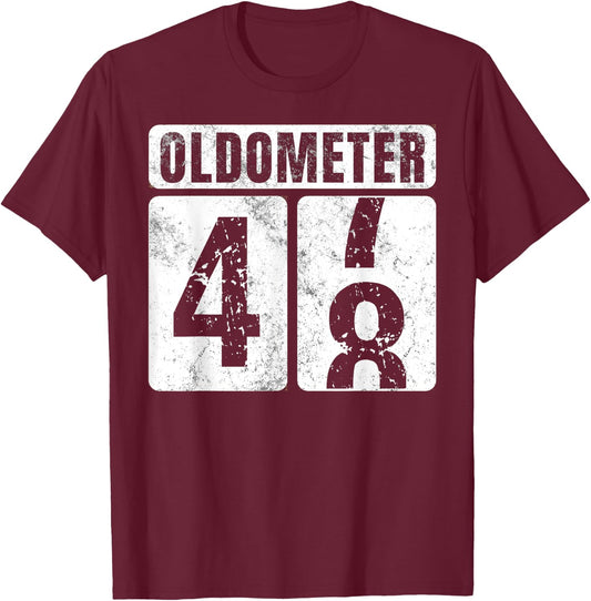 Oldometer 48 Shirt Vintage Funny 48th Birthday Gift T-Shirt - T-Shirt | Maroon