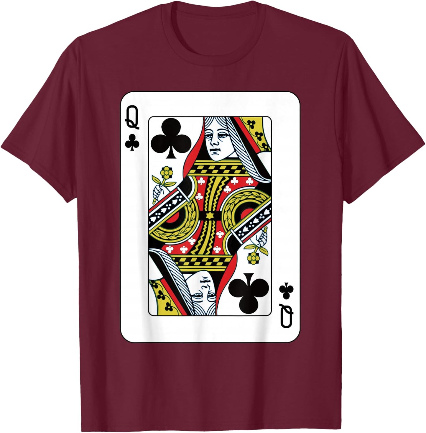 Queen of the Clubs at the Card Poker T-Shirt - T-Shirt | Maroon