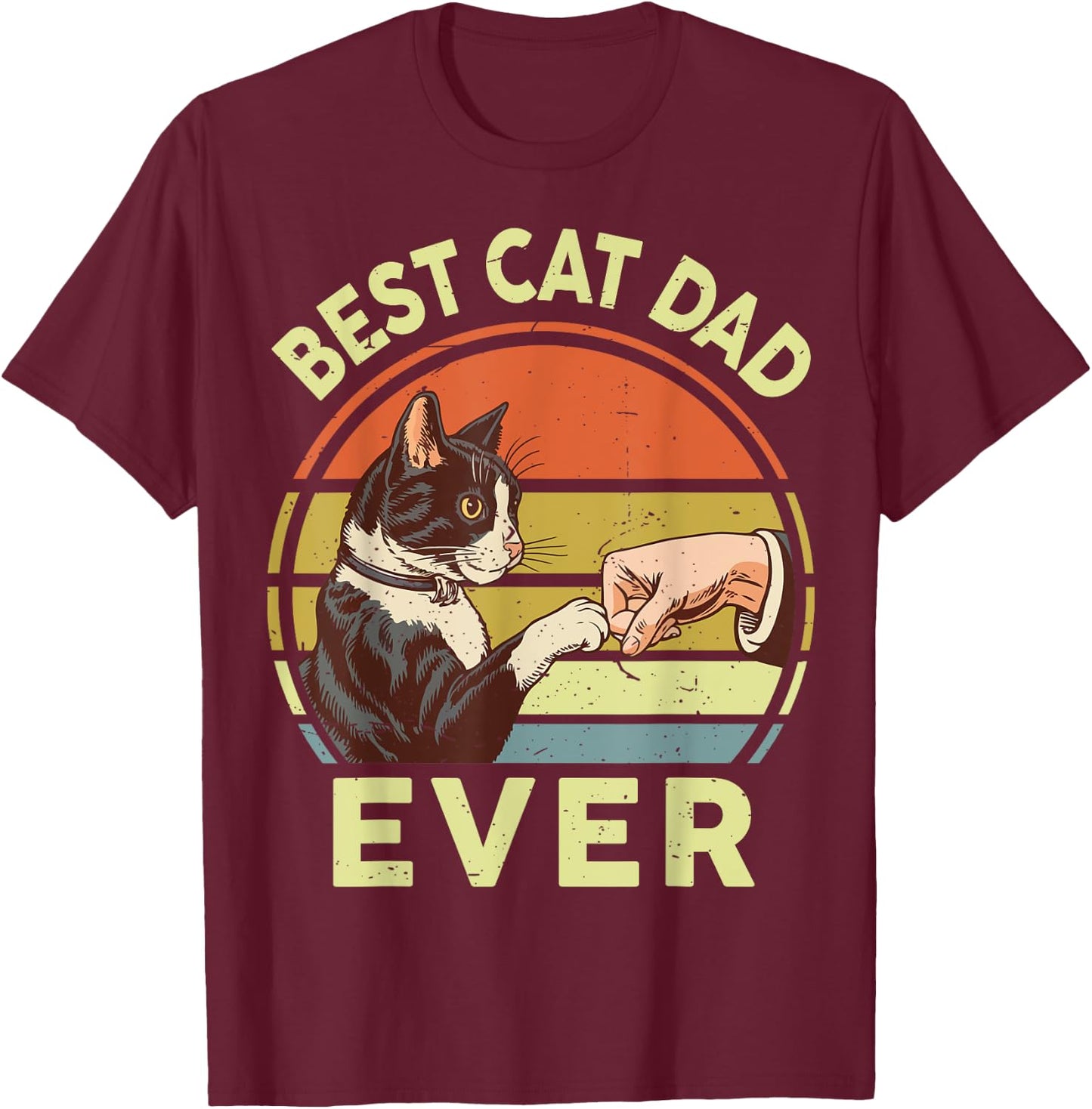Best Cat Dad Ever Tuxedo Daddy Father Day Gift from Wife Women Kids T-Shirt - T-Shirt | Maroon