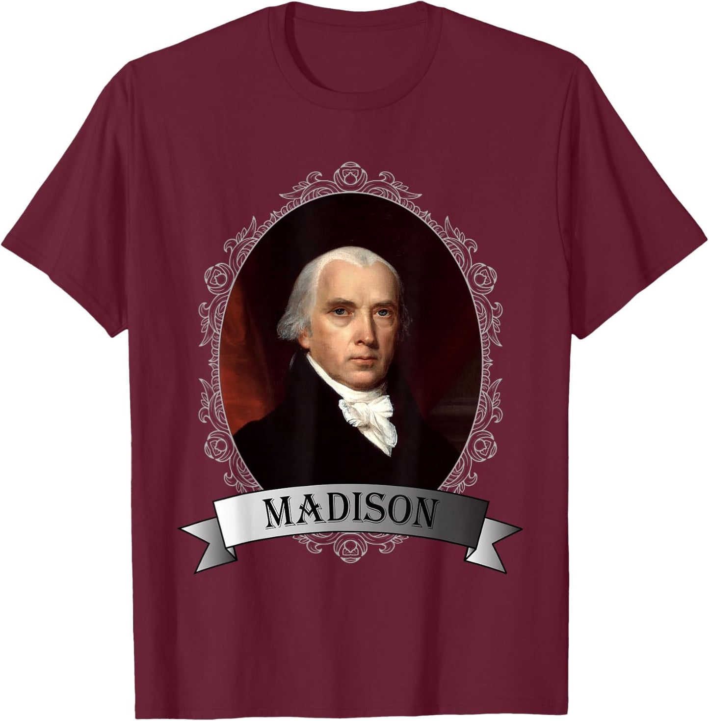 President James Madison Portrait T-Shirt - T-Shirt | Maroon